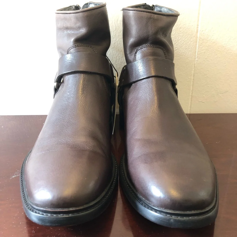 Frye Men Sz 10 Dark Brown Leather Harness Ankle Boots